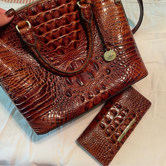 Brahmin Handbags - Brahmin Brown Crocodile Embossed Purse and Wallet Set